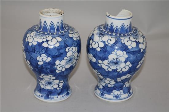 A large Chinese blue and white vase and two baluster jars, 18th century and later,